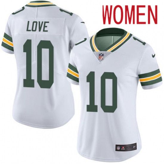 Women Green Bay Packers #10 Jordan Love Nike White Game NFL Jersey